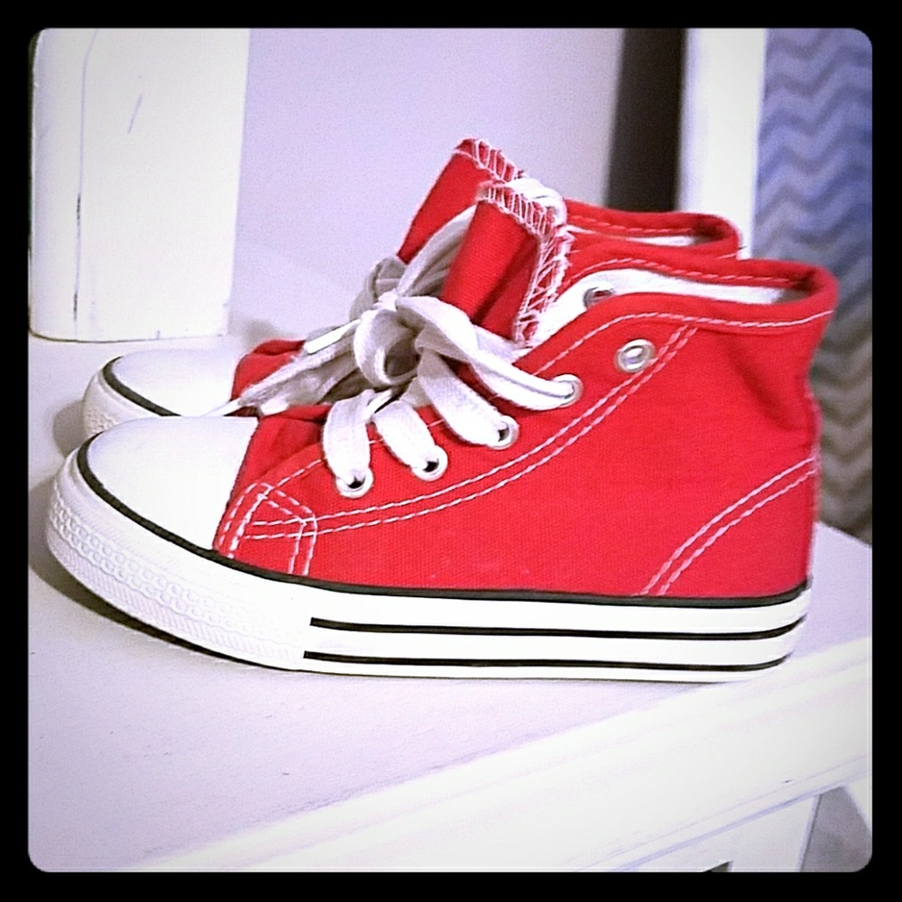 Red high tops.